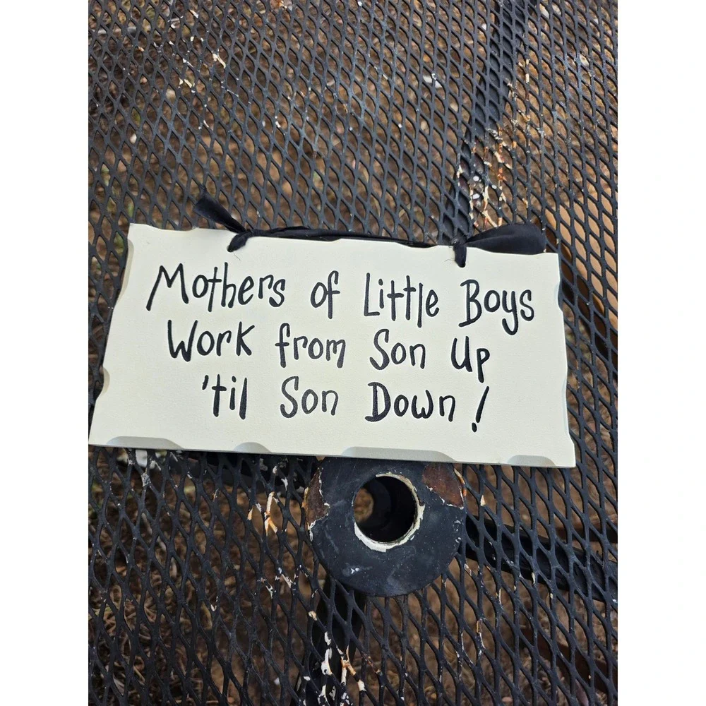 Talkin Timber Signs Mothers of Little Boys Wooden Hanging Plaque Cream Black